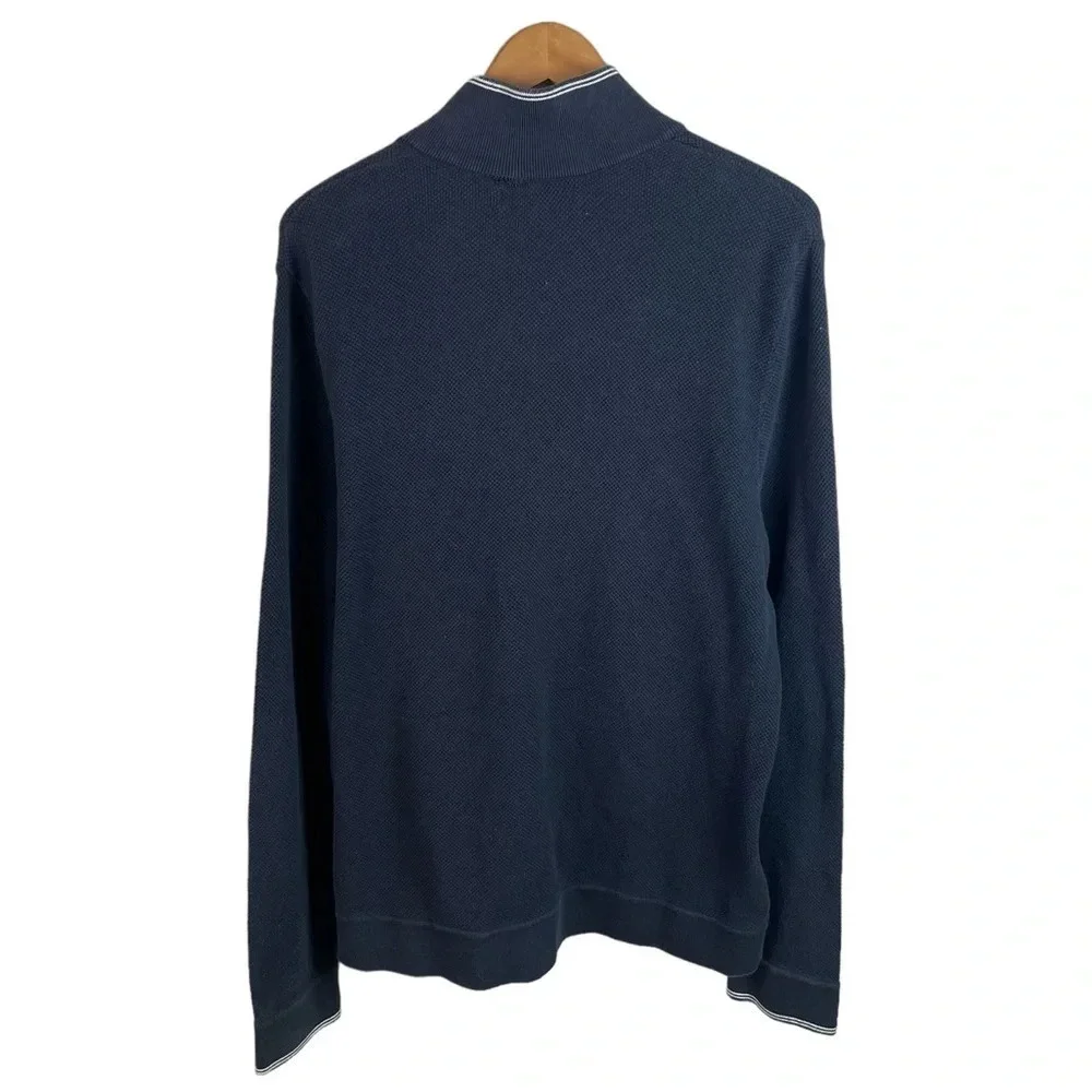 B2 Mens Banana Republic Full Zip Waffle Knit Preppy Sweatshirt Jacket XL